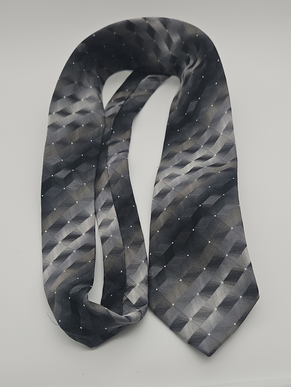 Van Heusen Black and Gray Geometric Dot Tie
